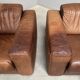 Ensemble de fauteuils en cuir marron vintage, années 1970.