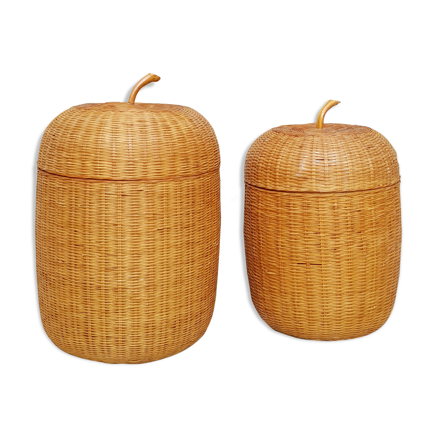 2 boxes rattan H18 & 21 cm