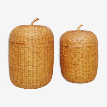 2 boxes rattan H18 & 21 cm