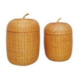 2 boxes rattan H18 & 21 cm