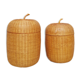 2 boîtes en rotin H18 & 21 cm