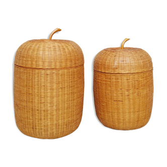 2 boxes rattan H18 & 21 cm