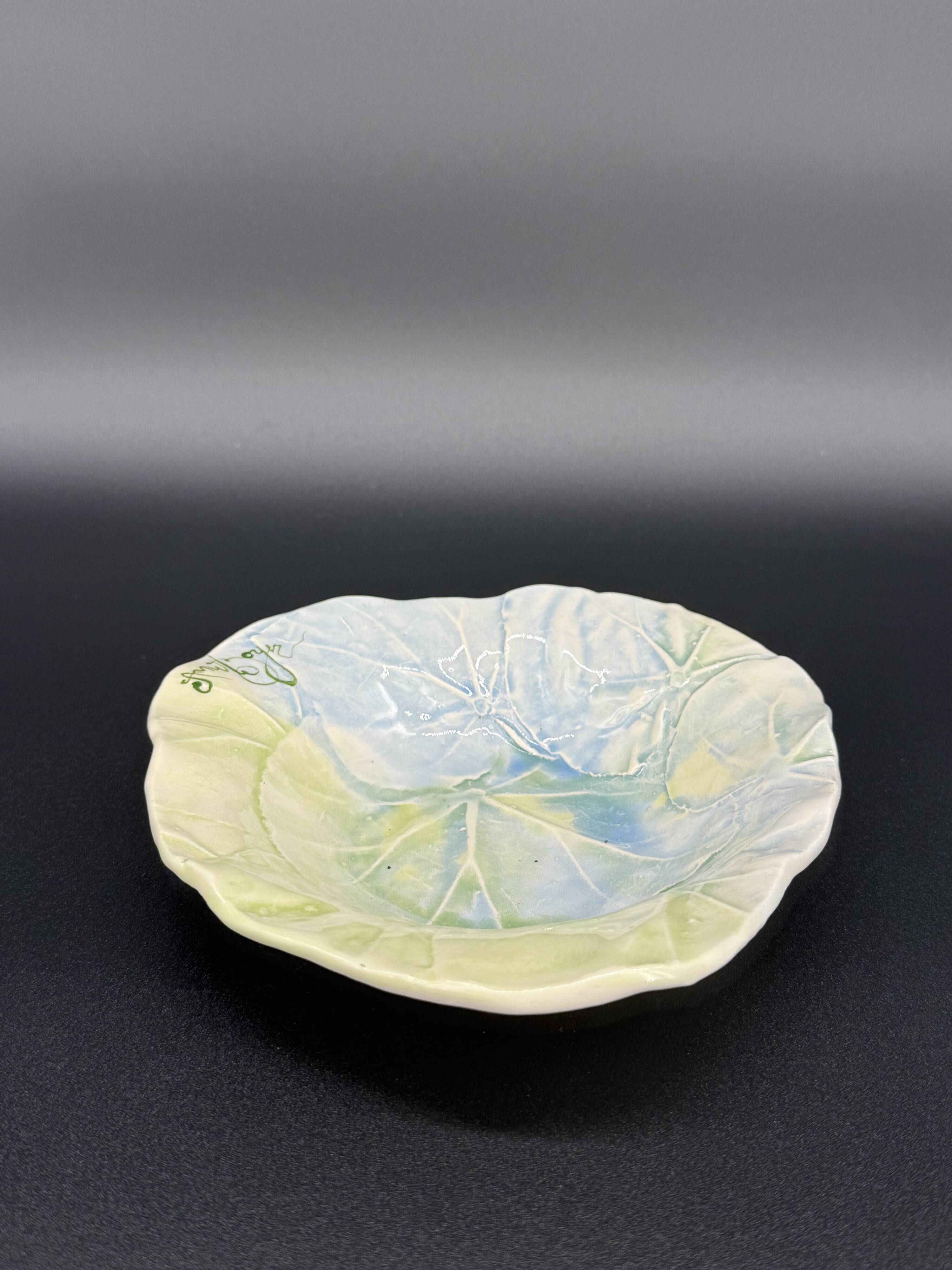 Water leaf ceramic bowl signed Annette Boyer