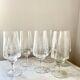 Vintage Set of 6 Etched Crystal Glasses for Wine or Cocktail,  1960s Mid-Ce