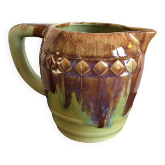 Bistro-style glazed stoneware pitcher