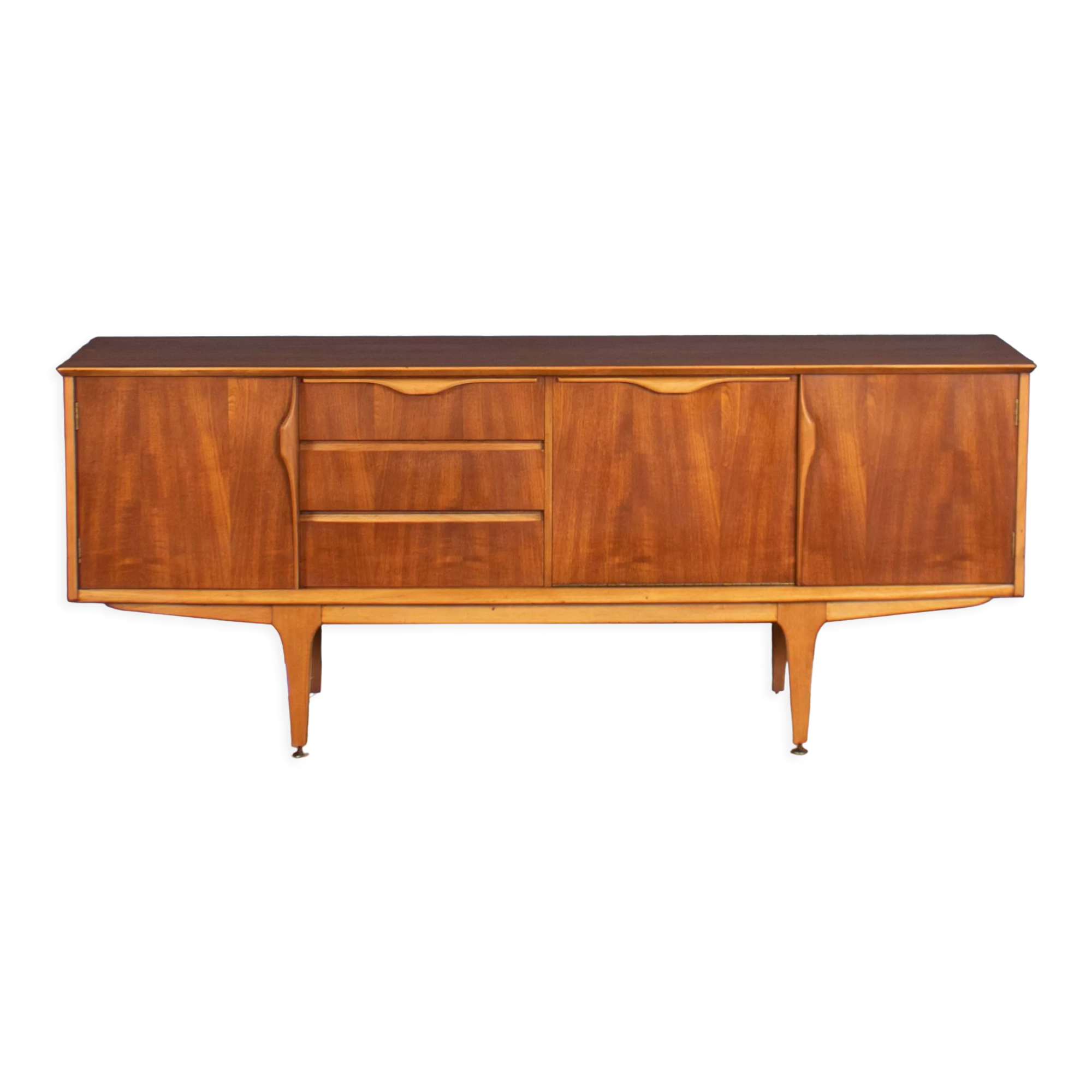 Retro teak 1960s jentique mid century sideboard with folded handles