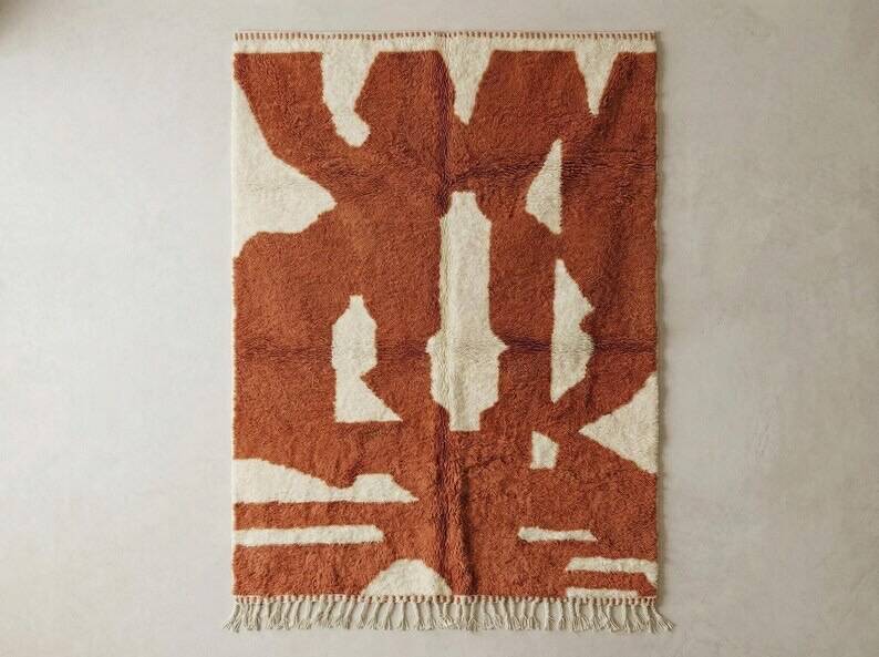 Handwoven natural wool rug, size 1.4/2.6 m.