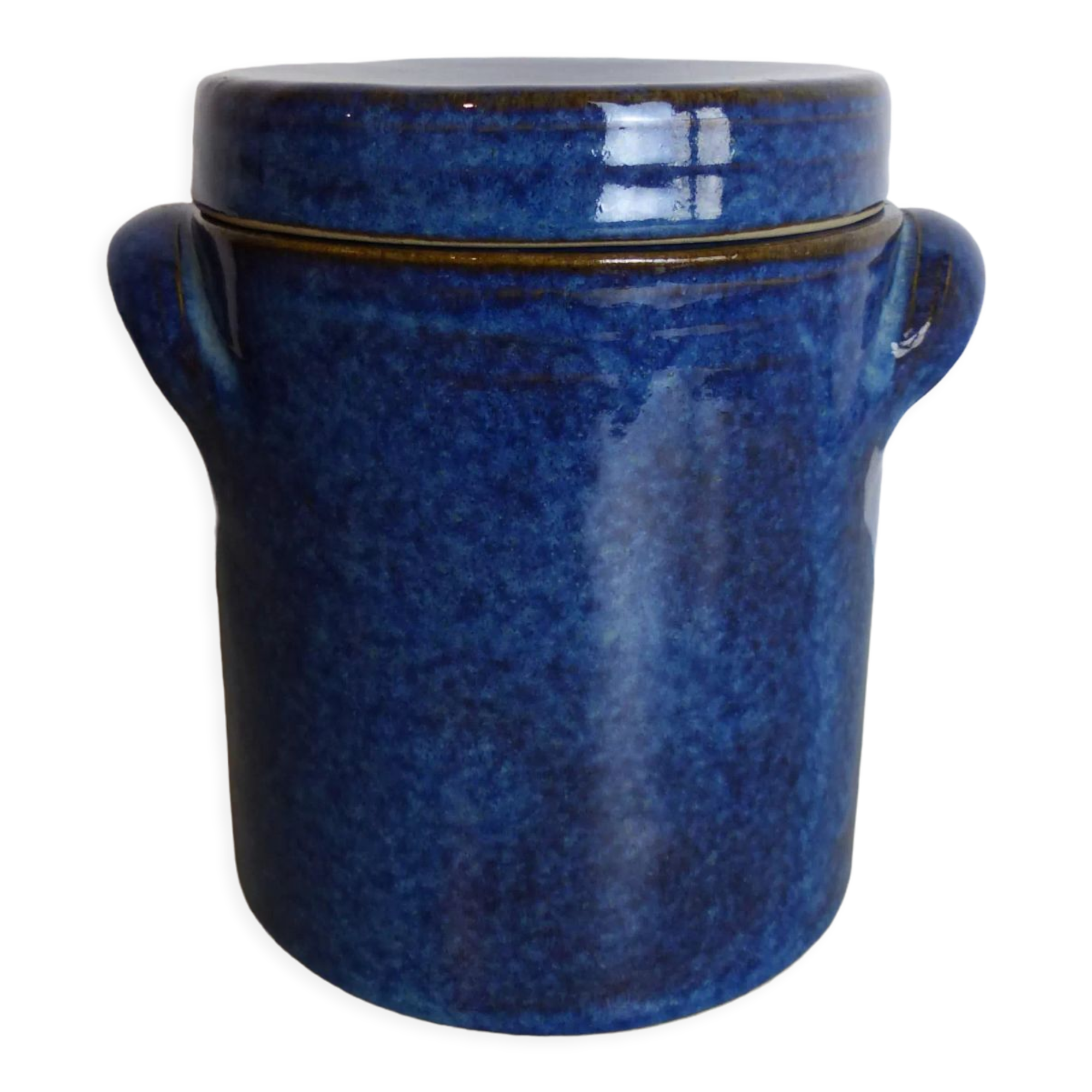 Blue ceramic pot signed Normand