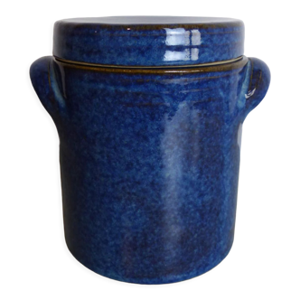 Pot bleu en céramique signé Normand