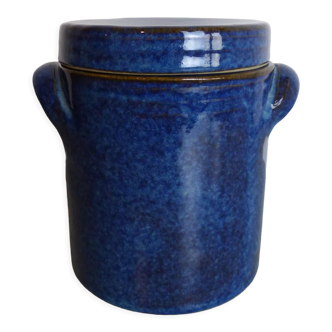 Blue ceramic pot signed Normand
