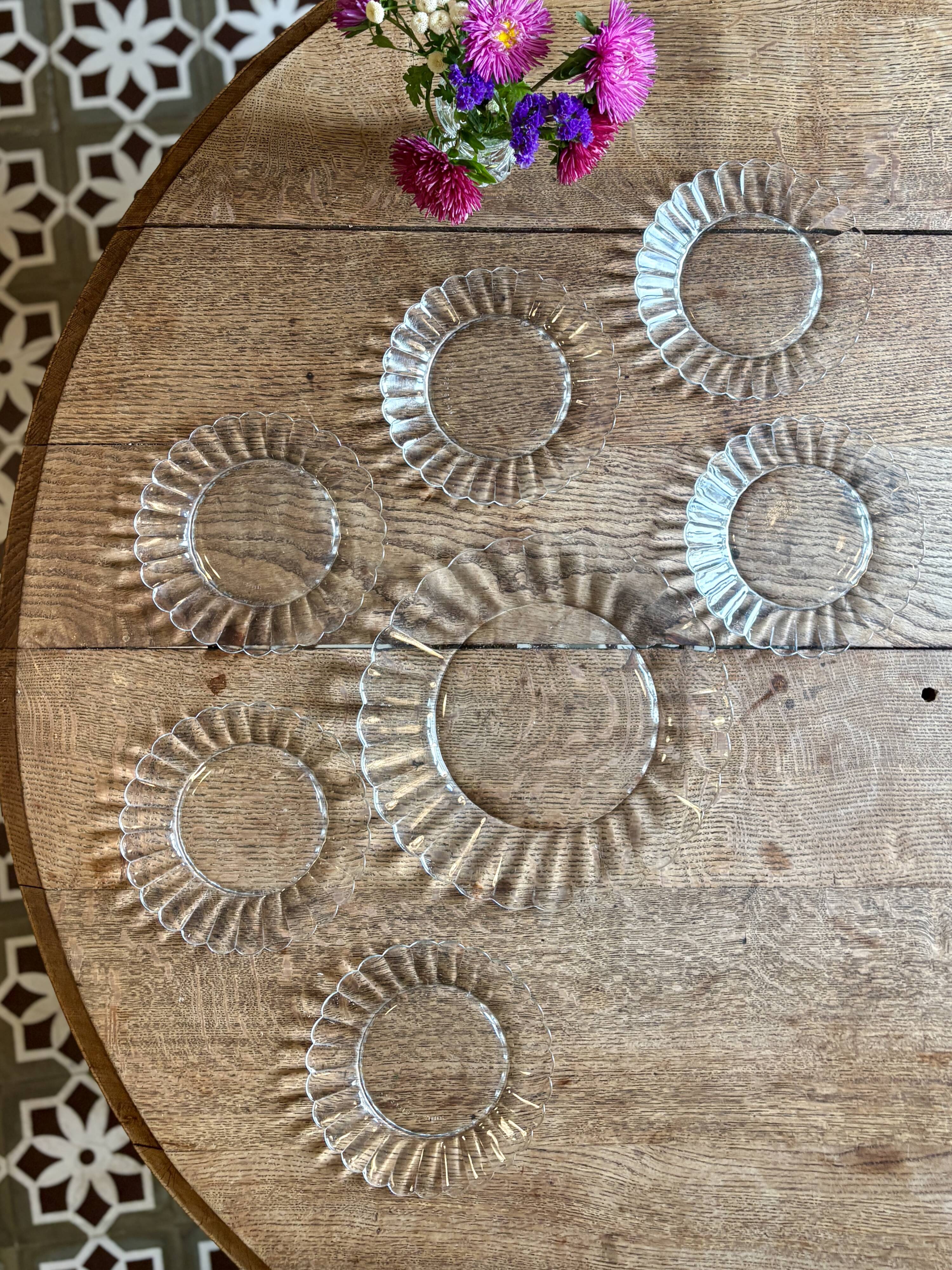 Vintage dessert service in clear glass