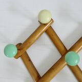 Wall-mounted coat rack, accordion, with 8 hooks, 50s-60s