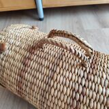 Vintage raffia wicker basket bowling bag