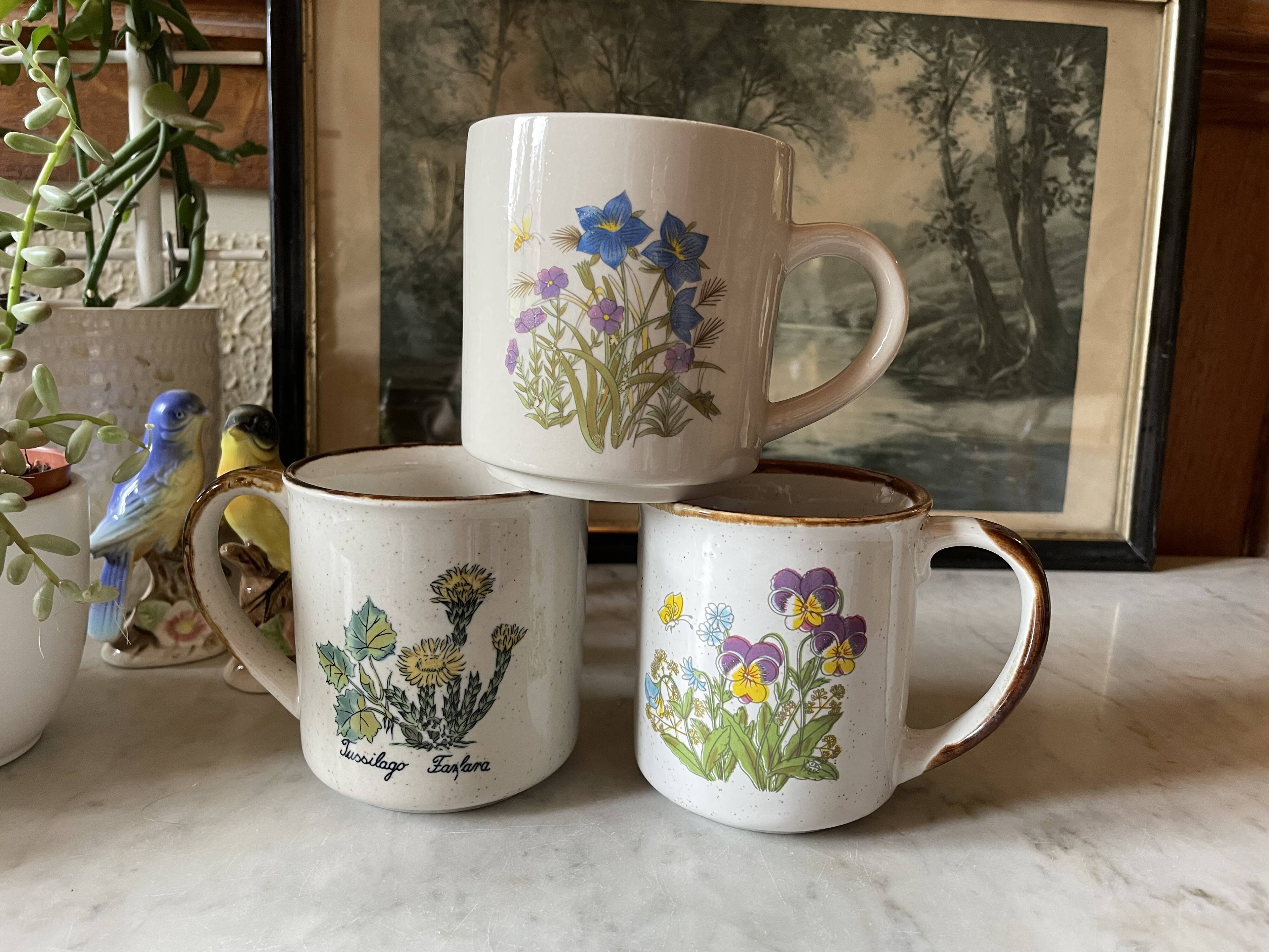 3 vintage stoneware mugs