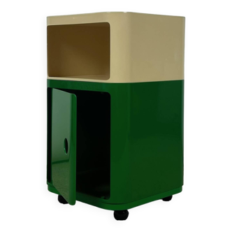 Kartell 'Componibili' Square Based Cabinet Modules in green and white, 1960s