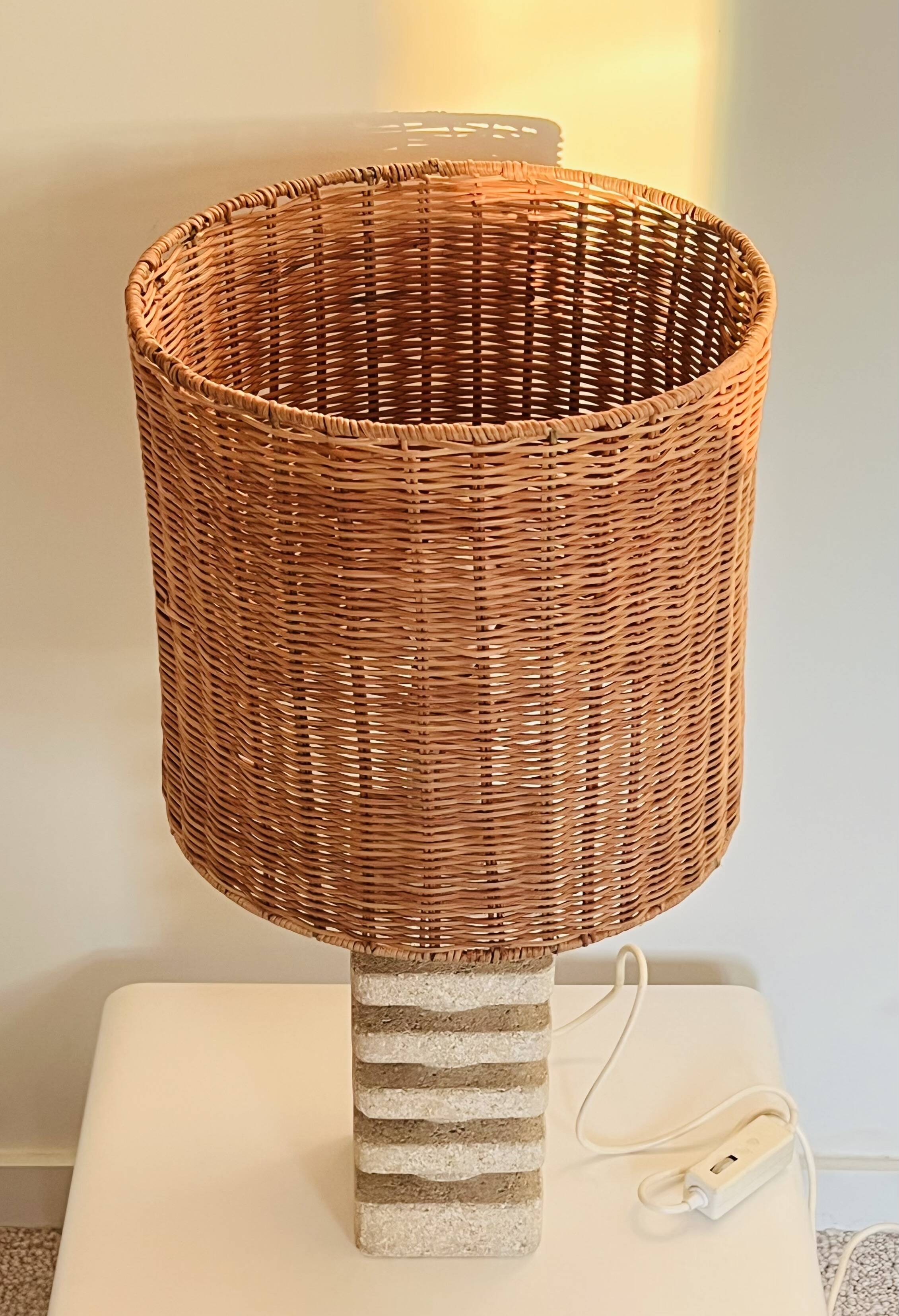 Living room lamp made of sculpted stone in the style of Tormos, France 1970s.