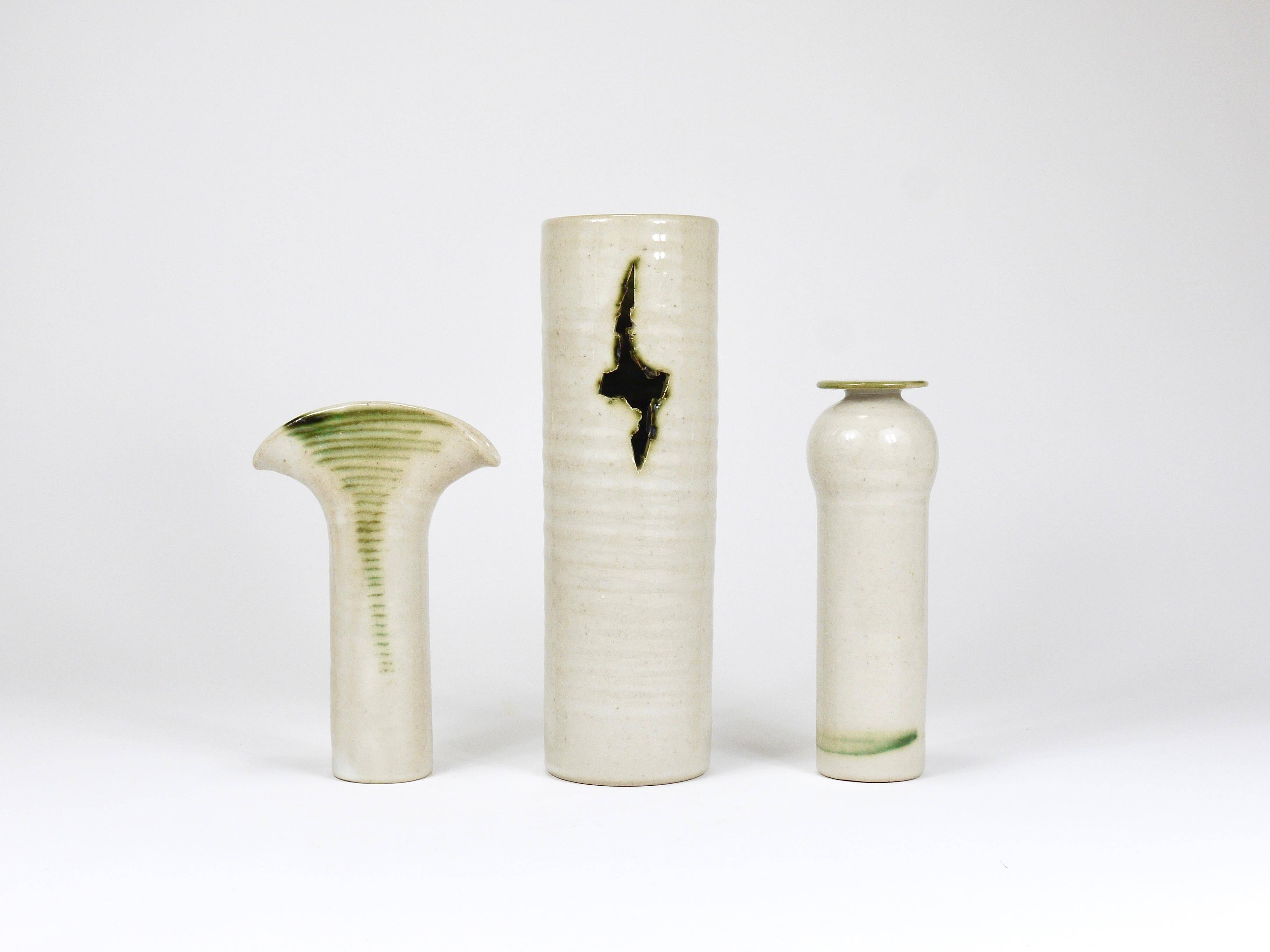 Piet Knepper 3 studio vases in ceramic by Mobach, Netherlands, 1970s