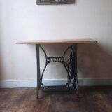 Solid wood and cast iron desk/Singer sewing machine table/entrance console/bathroom furniture