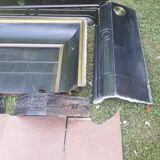 Fireplace XVIII° black marble louis XIV style with narrowed and floor slabs