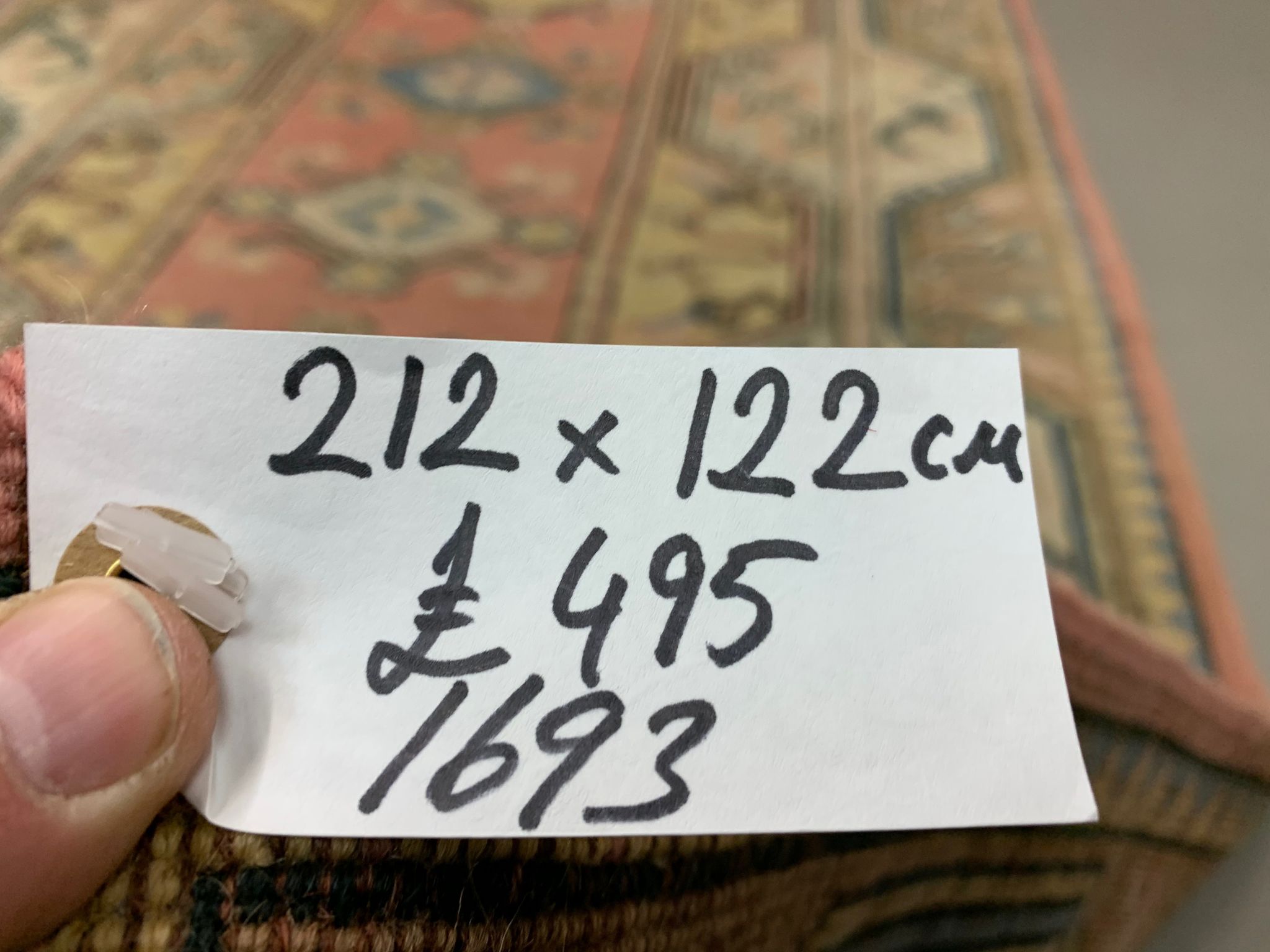 Old Turkish Milas Rug 212x122 cm old vintage carpet Ushak Region Pink Beige Blue