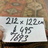 Old Turkish Milas Rug 212x122 cm old vintage carpet Ushak Region Pink Beige Blue