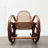 Curved wooden rocking chair Art Nouveau Jugendstil by Fischel, Austria, 1910s