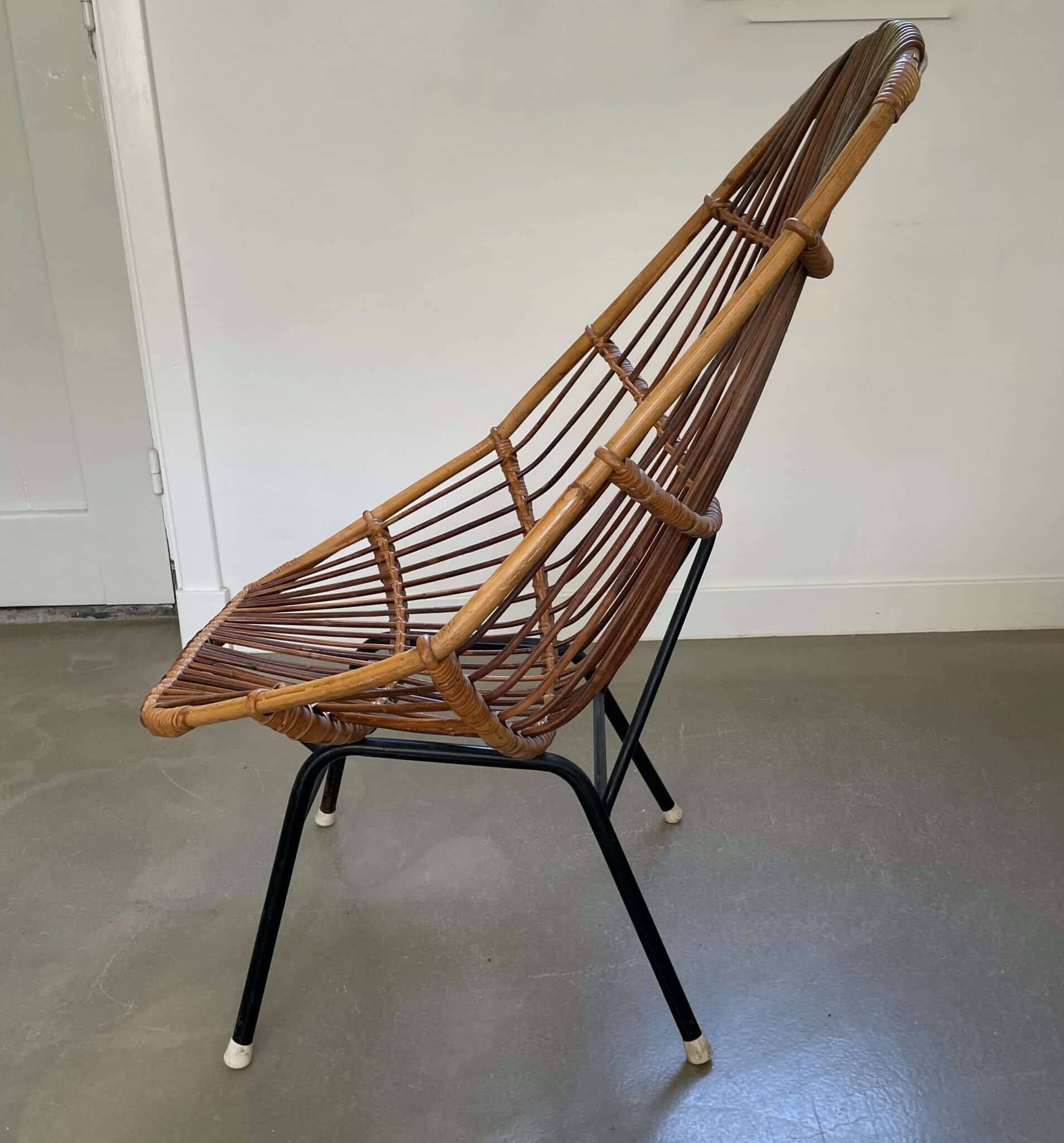 Rattan chair, vintage design, 1960s