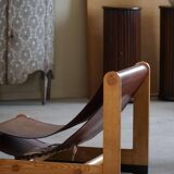 Francesco Lucianetti, Lounge chairs in leather and elm, Italian modern, 1960s