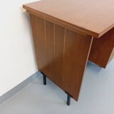 Vintage modernist desk in wood and black metal from the 60s