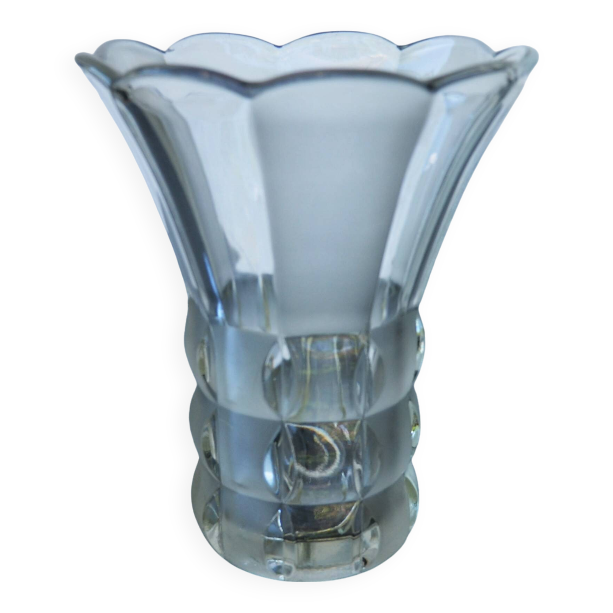 Art Deco Made in Czehoslovakia  Satin and Clear Glass - 22 cm tall