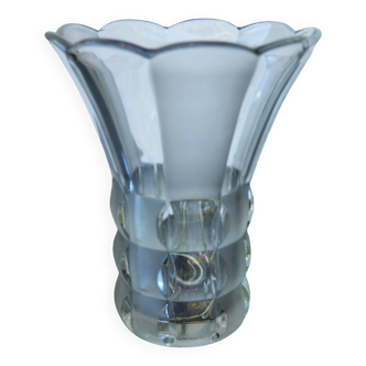 Art Deco Made in Czehoslovakia  Satin and Clear Glass - 22 cm tall