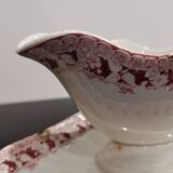 Iron earth gravy boat Moulin des Loups and Hamage Nord, red mulberry