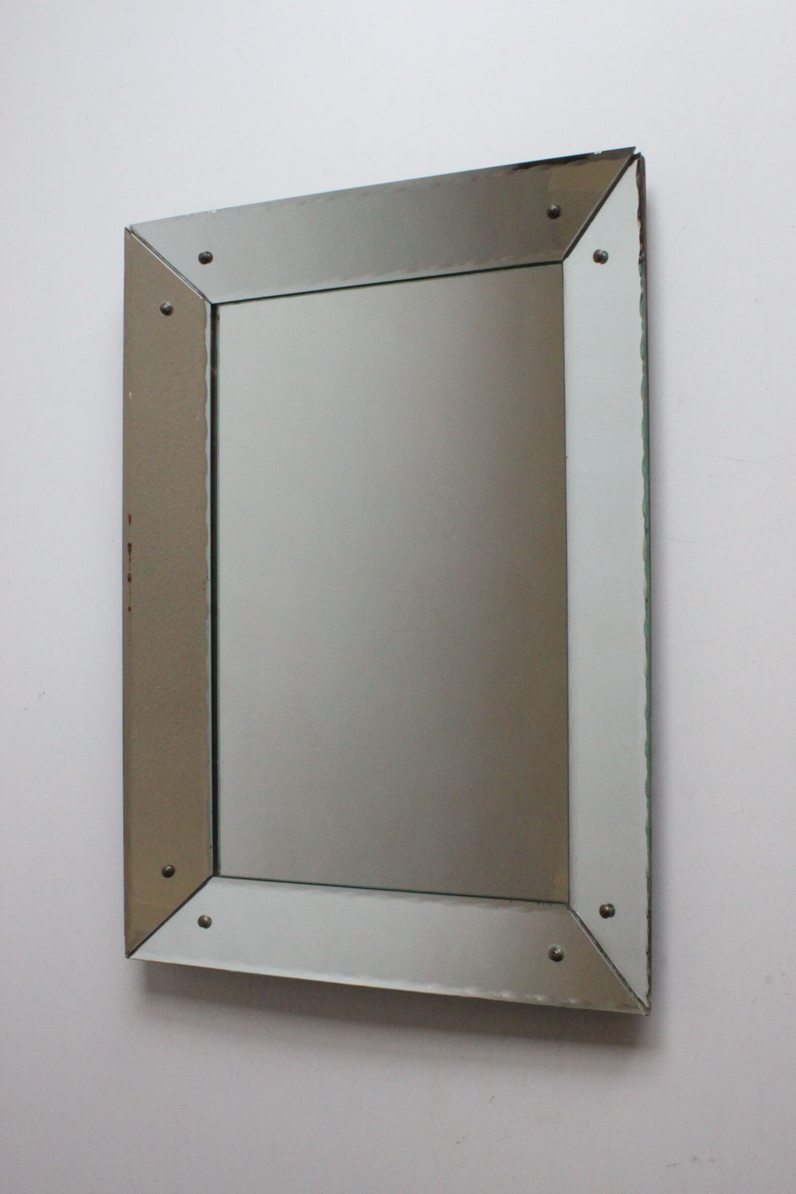 Art Deco box mirror with scalloped edges France 1930s