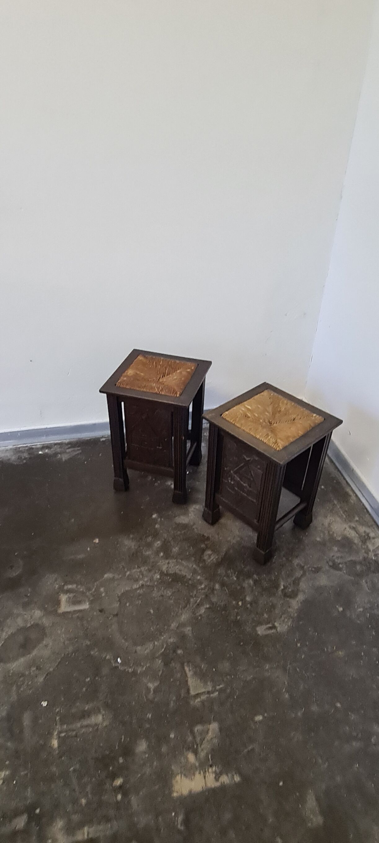 Vintage oak stools made in Worpswede Germany