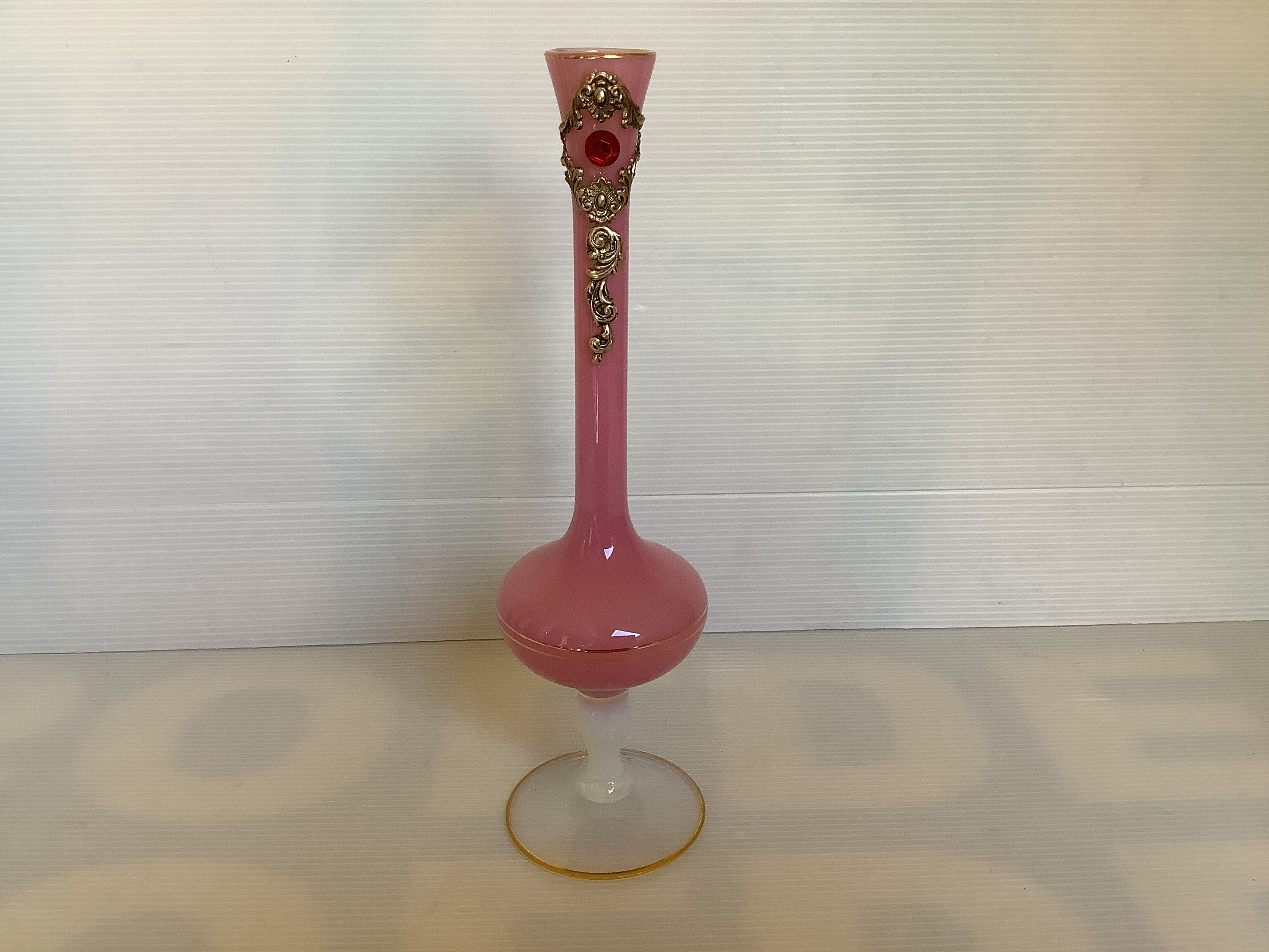 Pink opaline jewelry vase