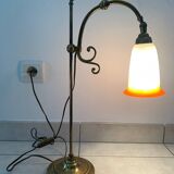 Lampe de bureau ancienne - Tulipe pâte de verre signé Muller Frères