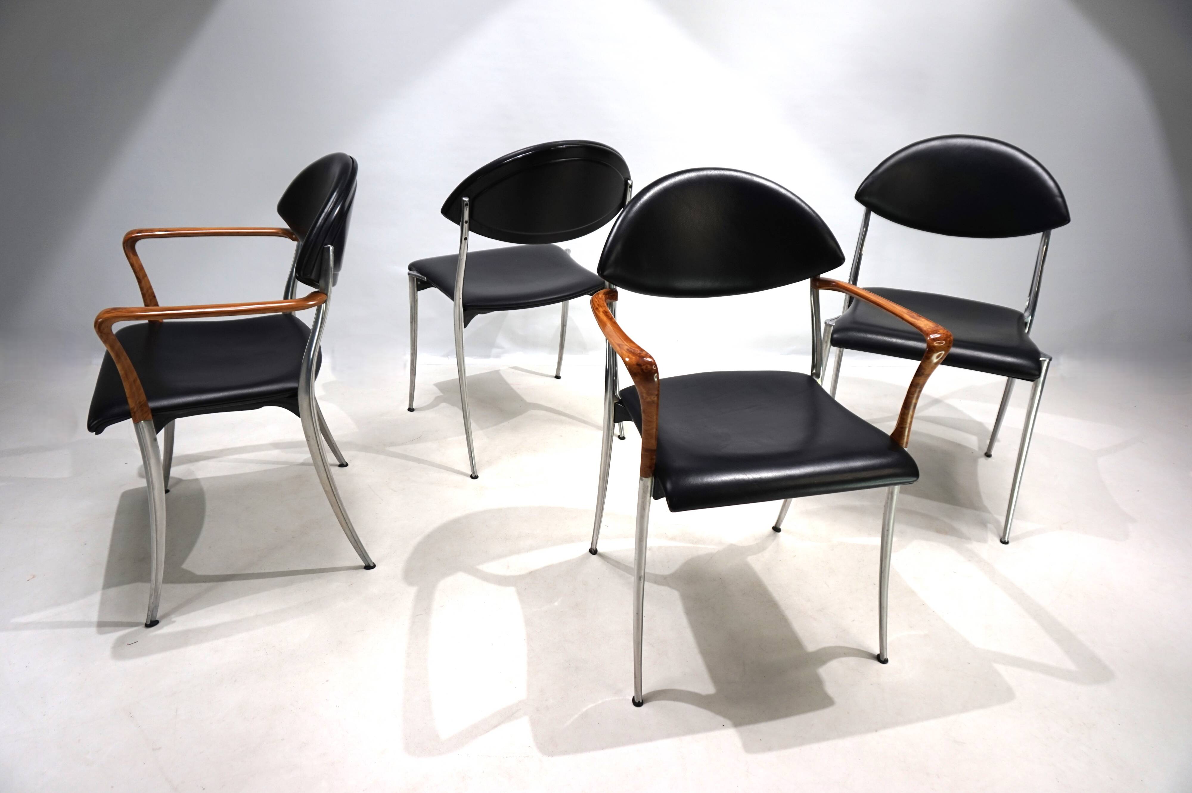 Set of four Coro dining chairs by Luigi Origlia, 1980