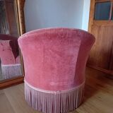 Pink velvet toad armchair