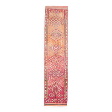 3x12 Red Orange Vintage Runner Rug, 89x373Cm