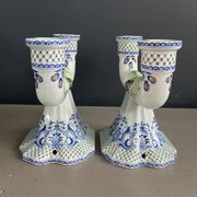 Pair of Gien earthenware candlesticks - lamp bases - Ref 1170
