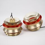 Pair of 2 Swedish vintage pendant lamps Trava by Carl Thore, Granhaga, 1960