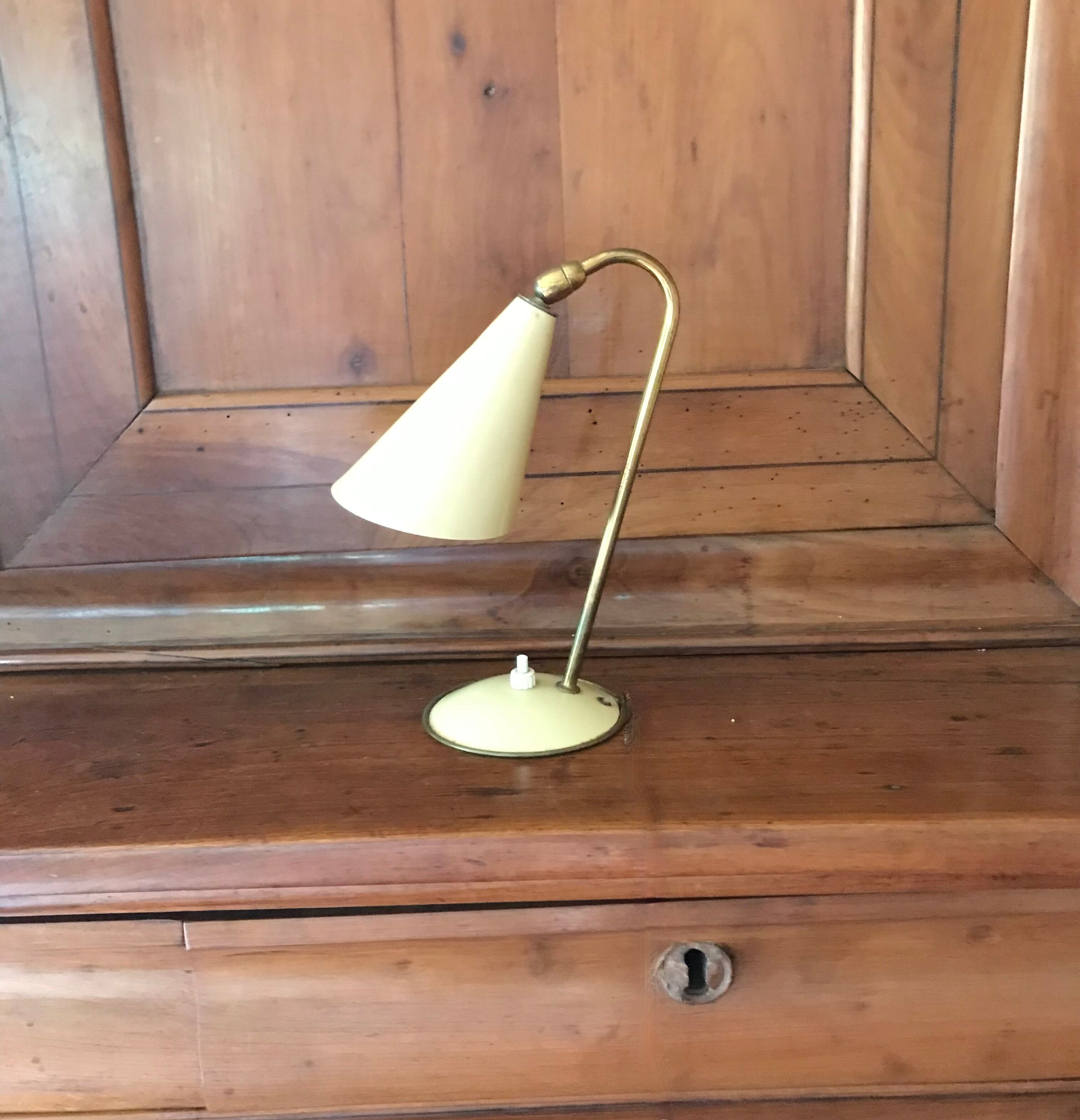 Small lamp in beige lacquered metal, 50s.