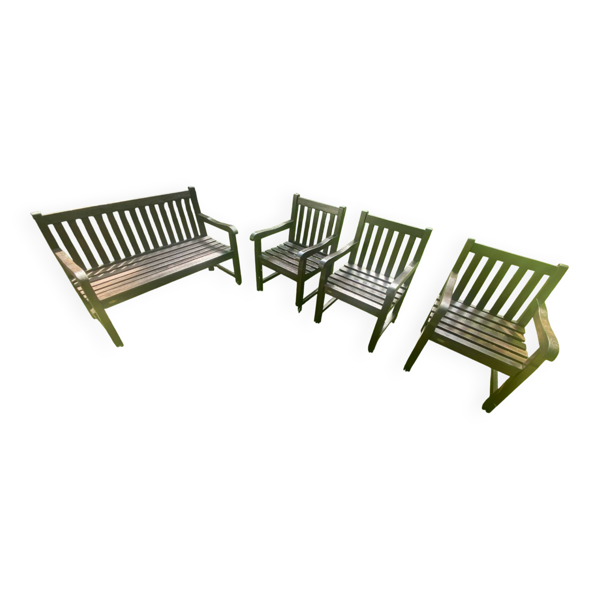 Medici French teak outdoor chairs and bench