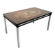Table basse rectangulaire vintage des années 60 70 en céramique, métal noir et métal chromé