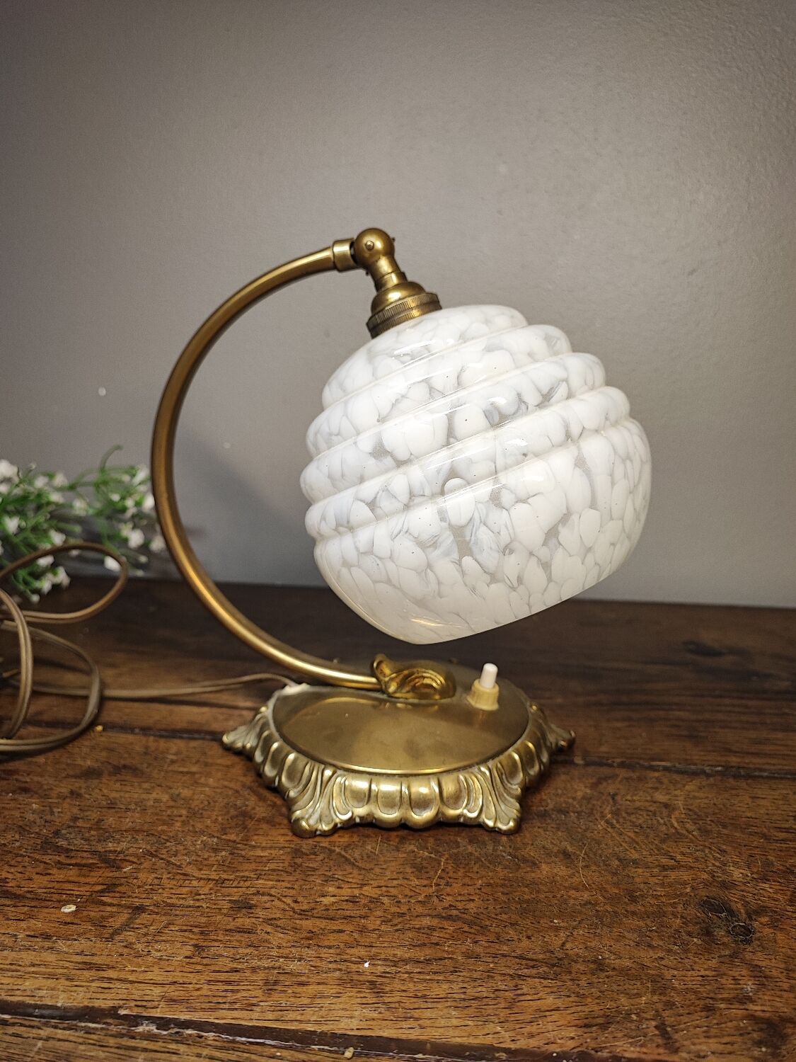 Desk lamp art deco glass Clichy