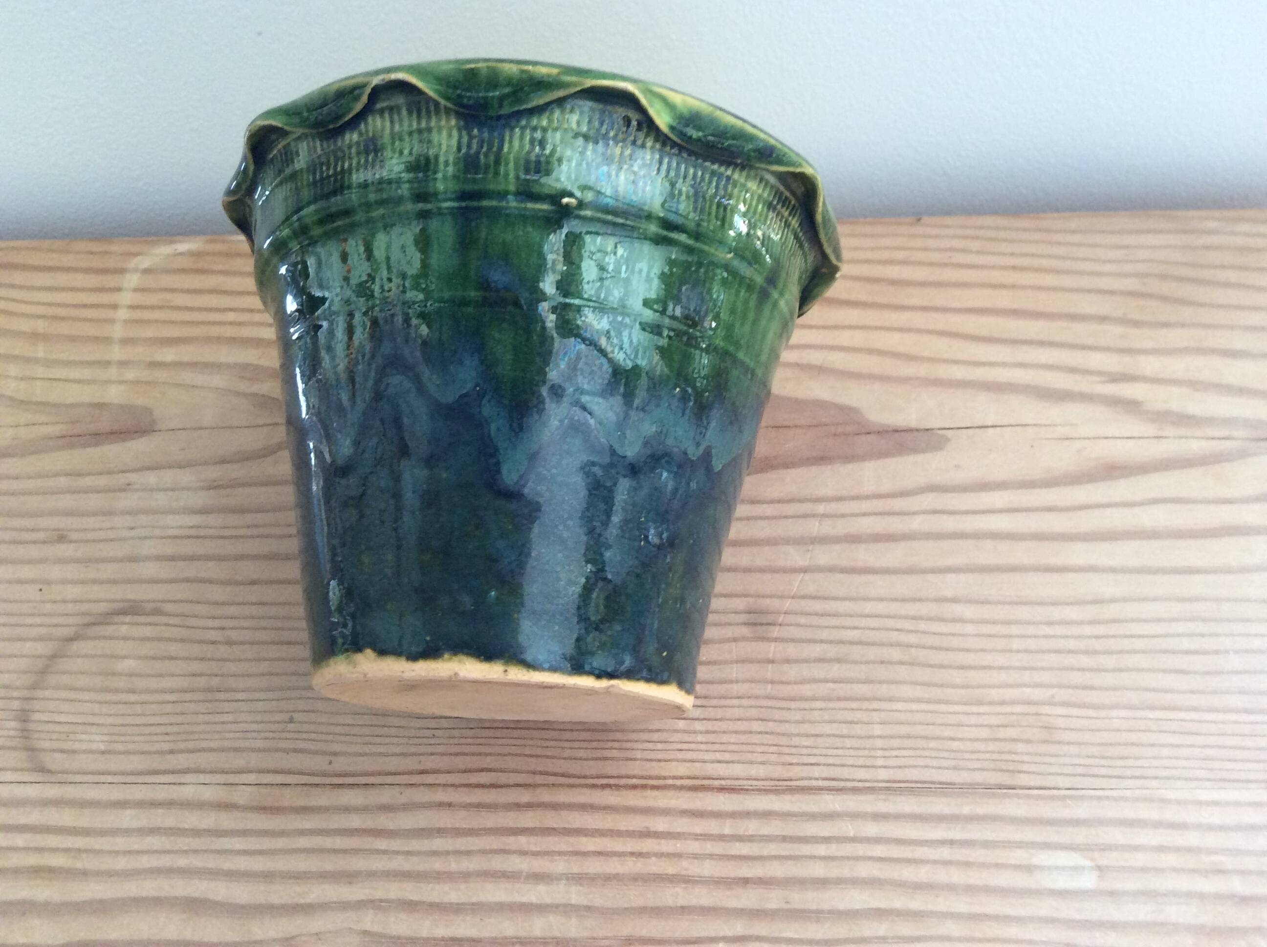 Glazed terracotta flowerpot