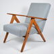 Vintage original armchair 60s, VAR edition, fully restored, poule fabric, stylish