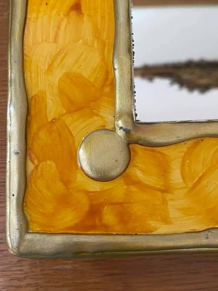 Wooden and resin mirror signed Lydie Eyraud. Unique piece