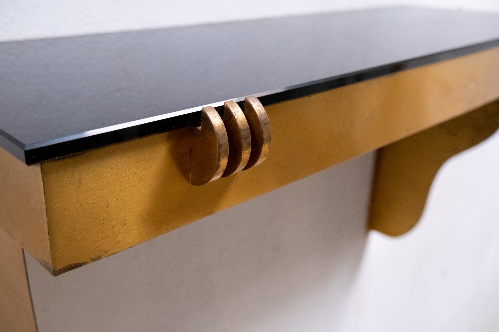 Art deco brass wall console Jean Pascaud