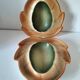 Two biomorphic bowls Salins France moss green 1950s
